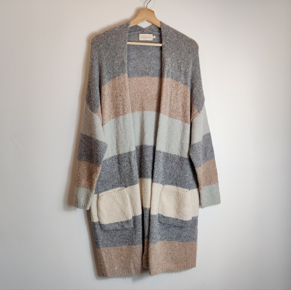 DREAMERS BY DEBUT Color Block Open Front Cardigan Size Large - Picture 3 of 13